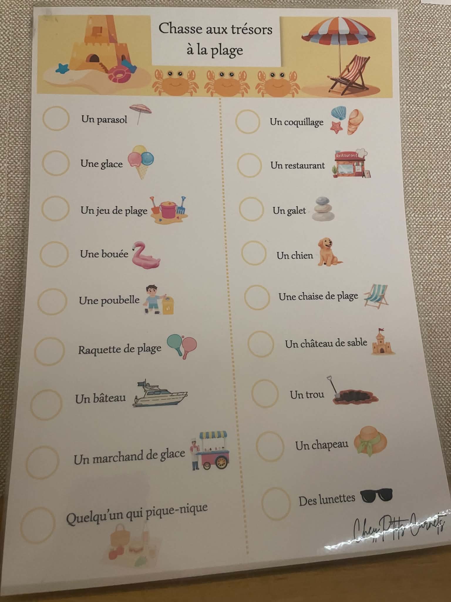 Chasse aux trèsors à la plage