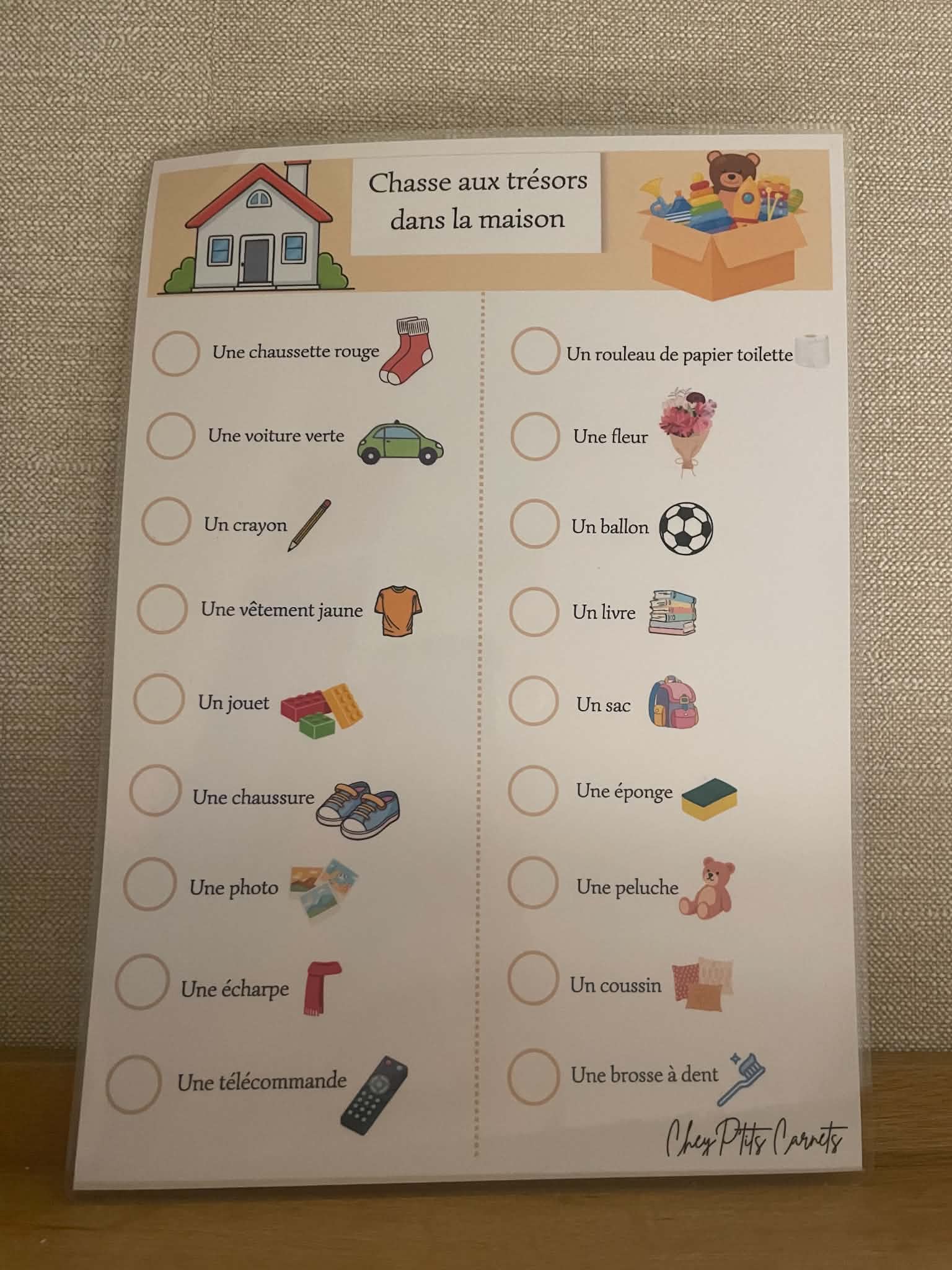 Chasse aux trèsors à la maison