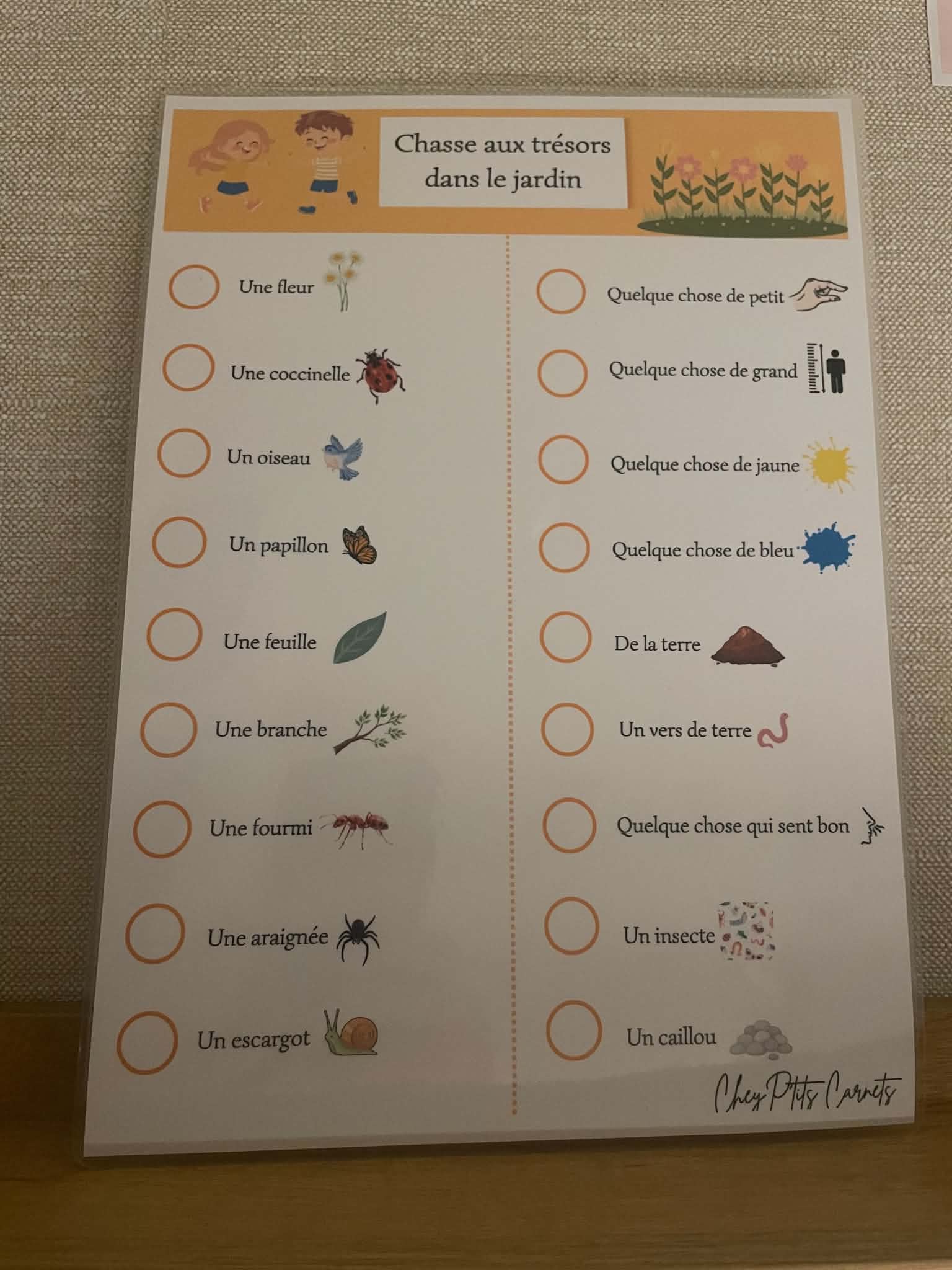 Chasse aux trèsors dans le jardin